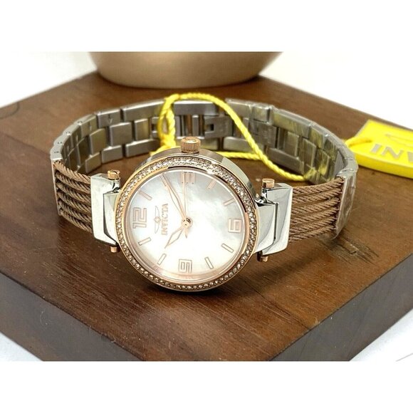 Invicta Women's Watch Bolt 29142 Quartz Mother of Pearl Dial Two Tone Steel 30mm - Picture 9 of 15